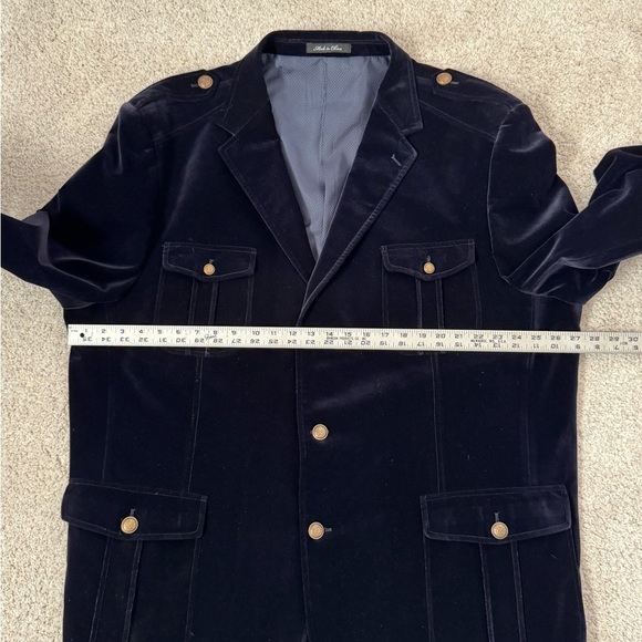 Inserch Navy Blue Velvet Blazer with Gold Buttons 4 XL - Picture 6 of 7